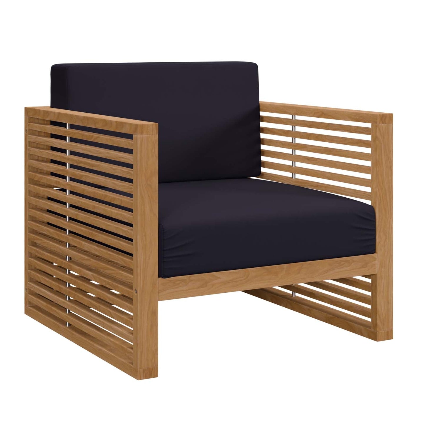 Carlsbad Teak Wood Outdoor Patio Armchair Natural Navy EEI-5606-NAT-NAV