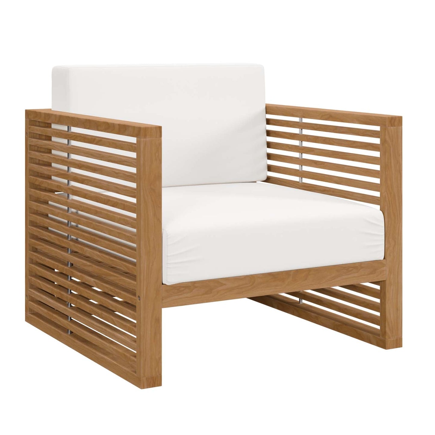 Carlsbad Teak Wood Outdoor Patio Armchair Natural White EEI-5606-NAT-WHI