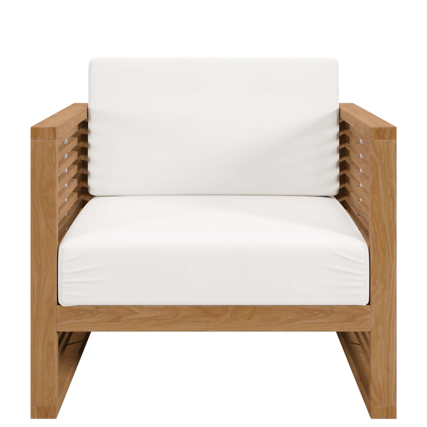 Carlsbad Teak Wood Outdoor Patio Armchair Natural White EEI-5606-NAT-WHI