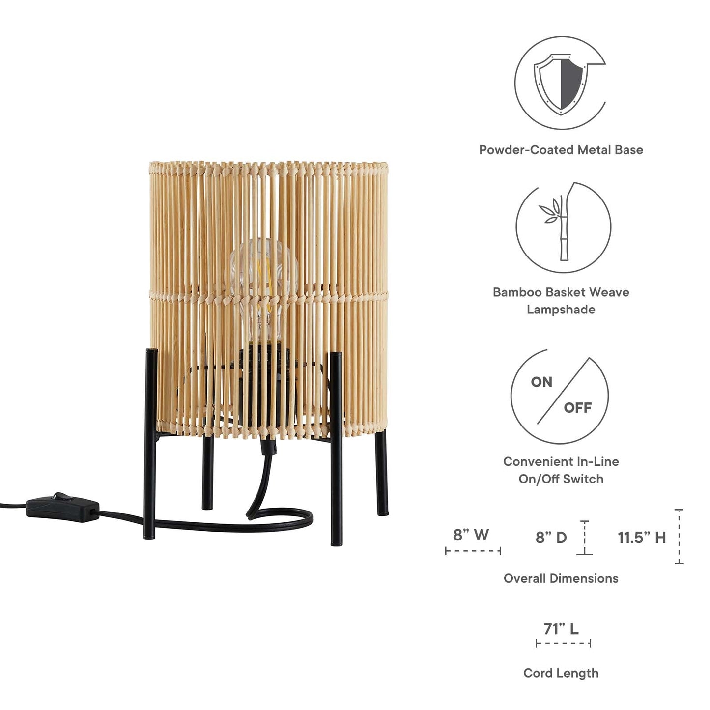 Casen Bamboo Table Lamp Natural EEI-5610-NAT