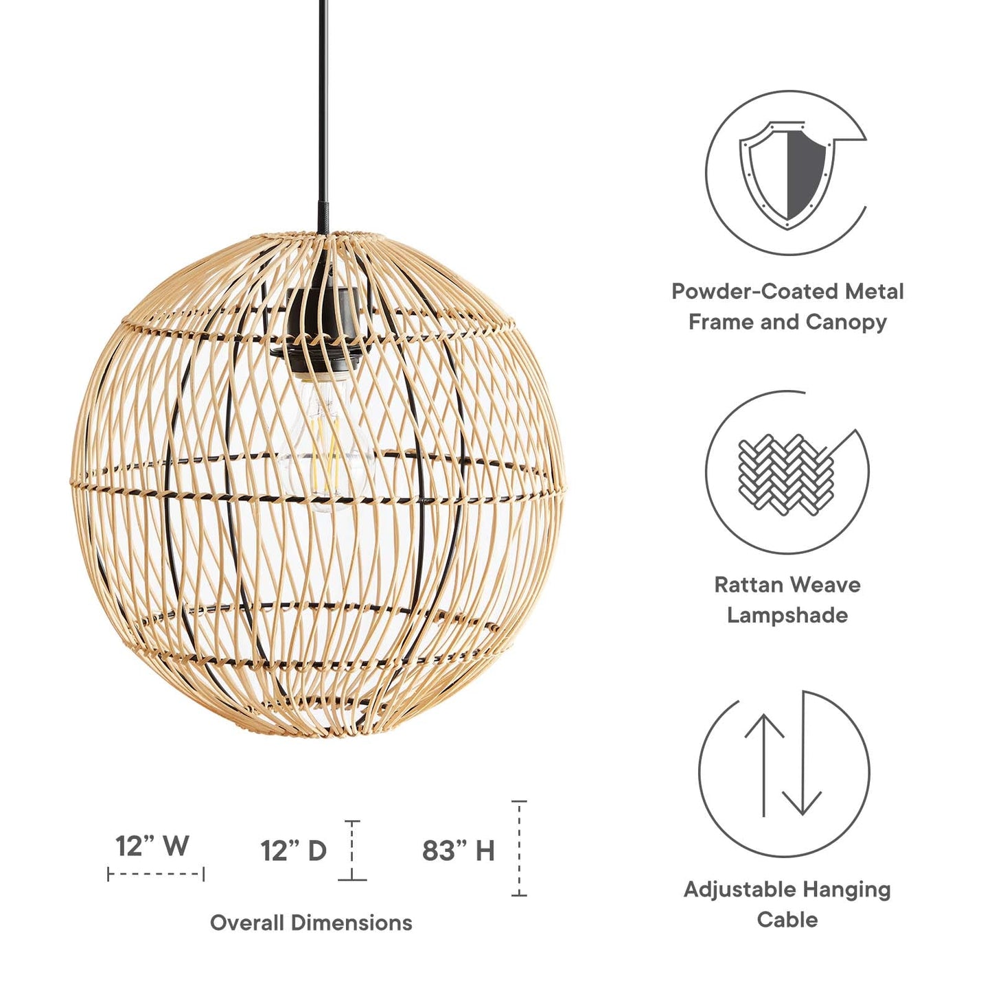 Nurture Rattan Pendant Light Natural EEI-5612-NAT