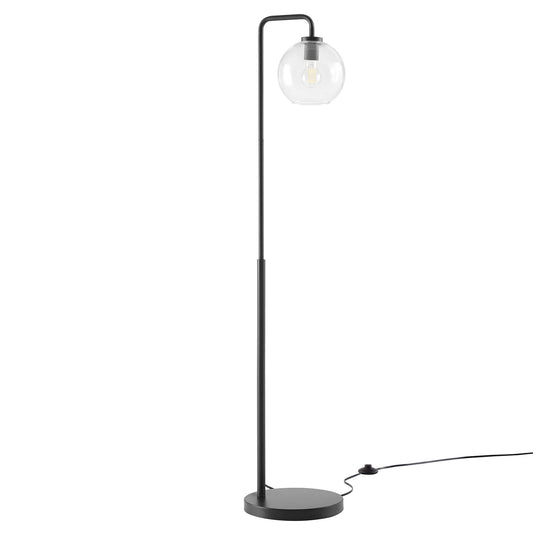 Silo Glass Globe Glass and Metal Floor Lamp Black EEI-5616-BLK