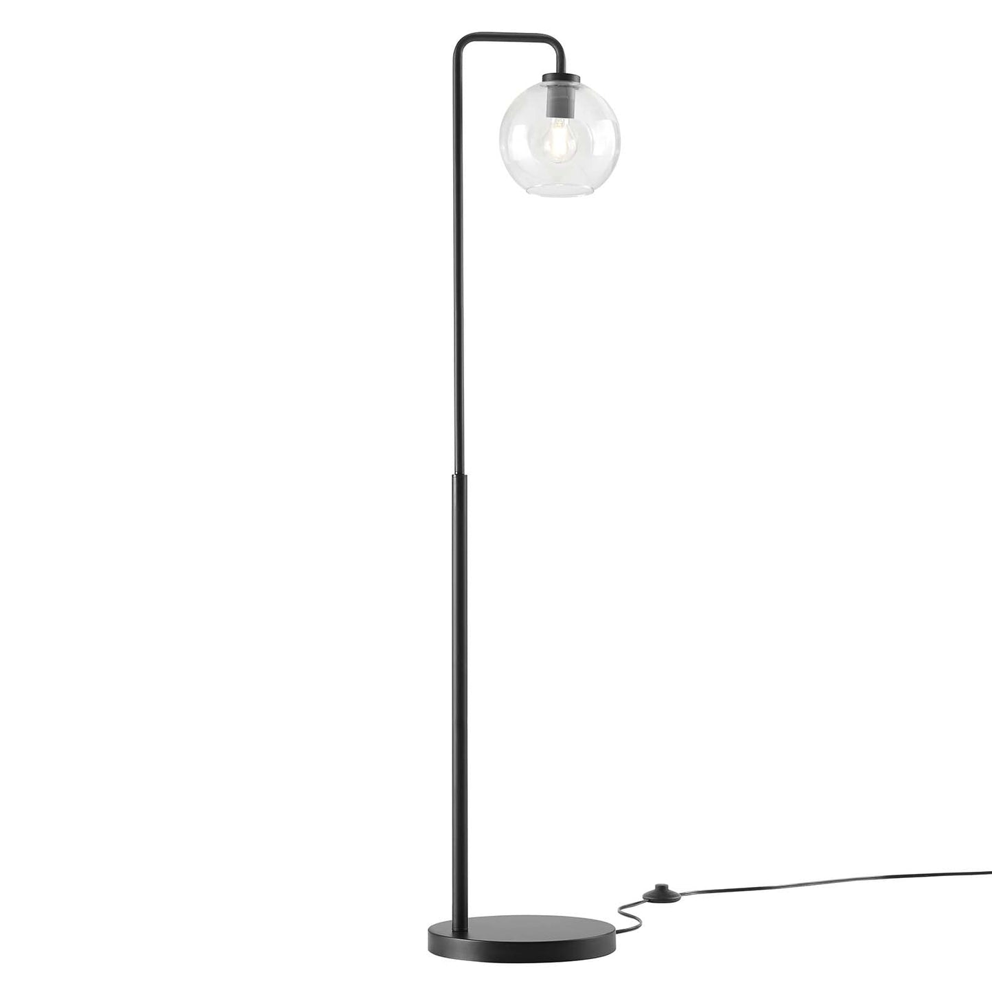 Silo Glass Globe Glass and Metal Floor Lamp Black EEI-5616-BLK