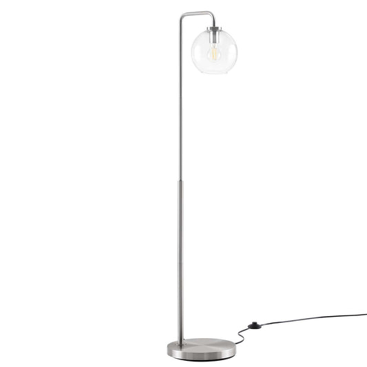 Silo Glass Globe Glass and Metal Floor Lamp Satin Nickel EEI-5616-SNL