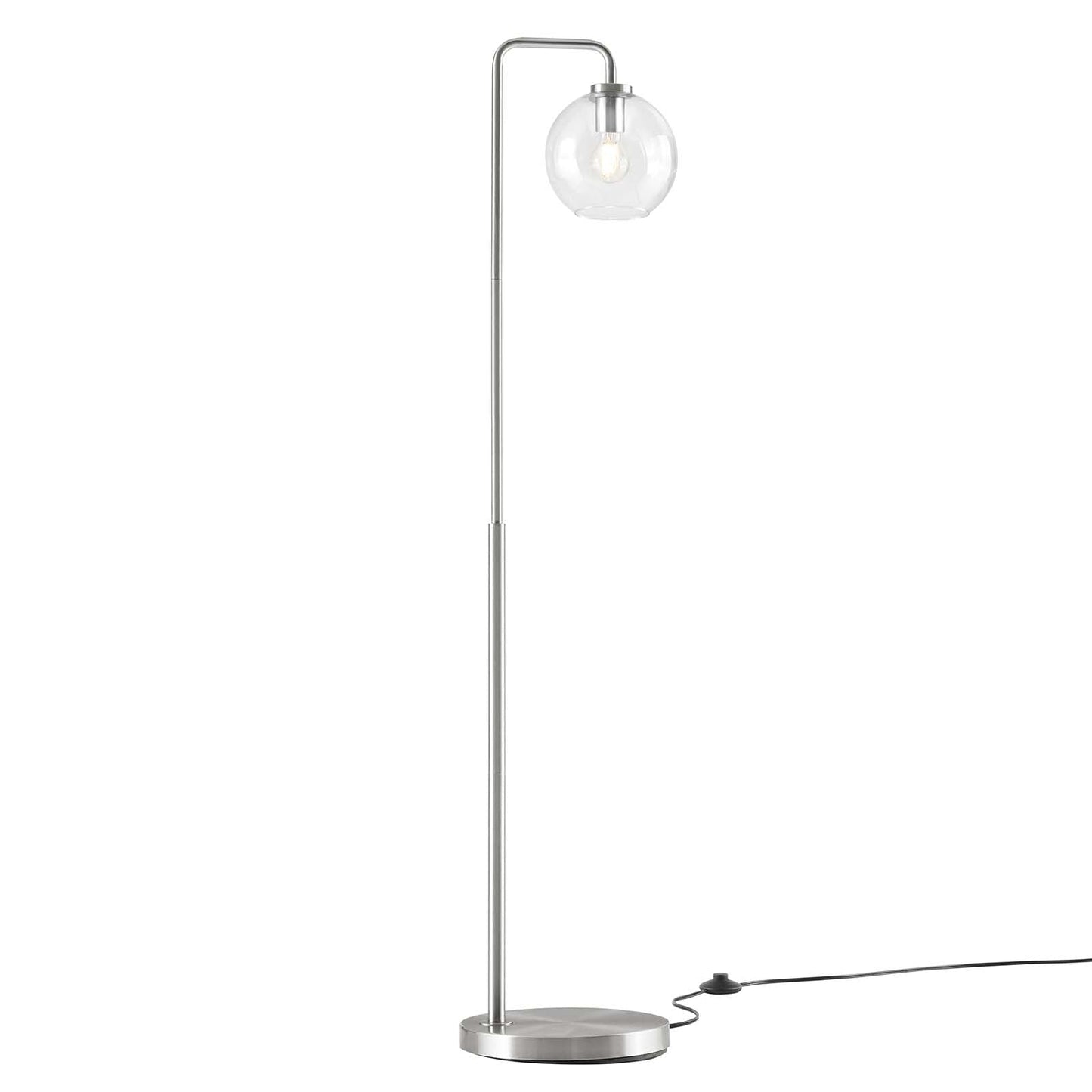 Silo Glass Globe Glass and Metal Floor Lamp Satin Nickel EEI-5616-SNL