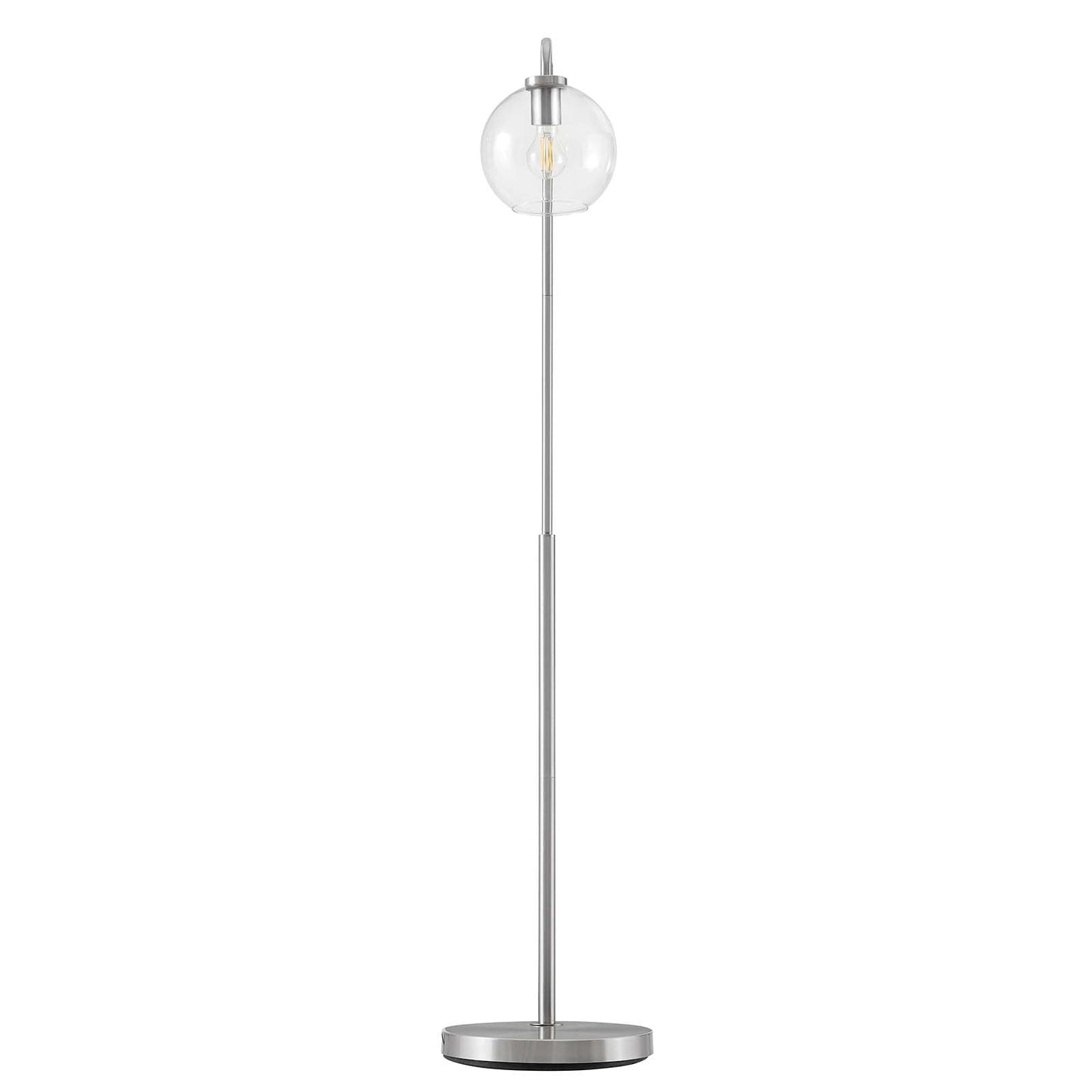 Silo Glass Globe Glass and Metal Floor Lamp Satin Nickel EEI-5616-SNL