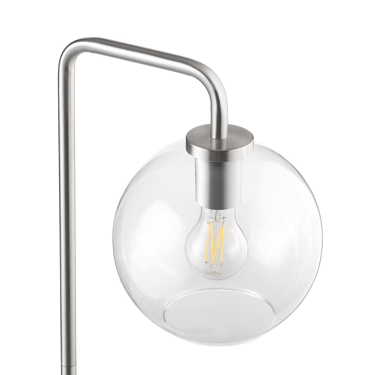 Silo Glass Globe Glass and Metal Floor Lamp Satin Nickel EEI-5616-SNL