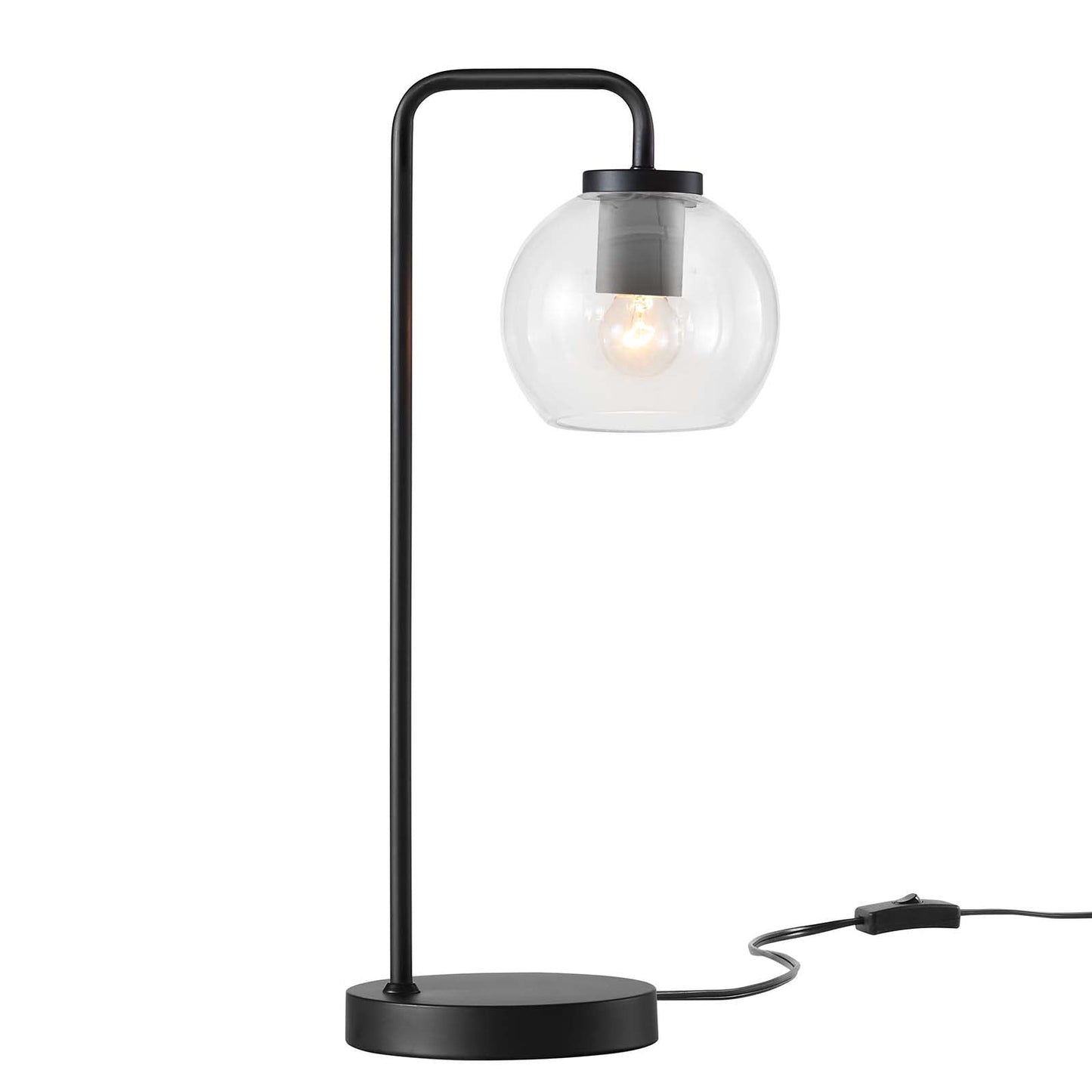 Silo Glass Globe Glass and Metal Table Lamp Black EEI-5617-BLK