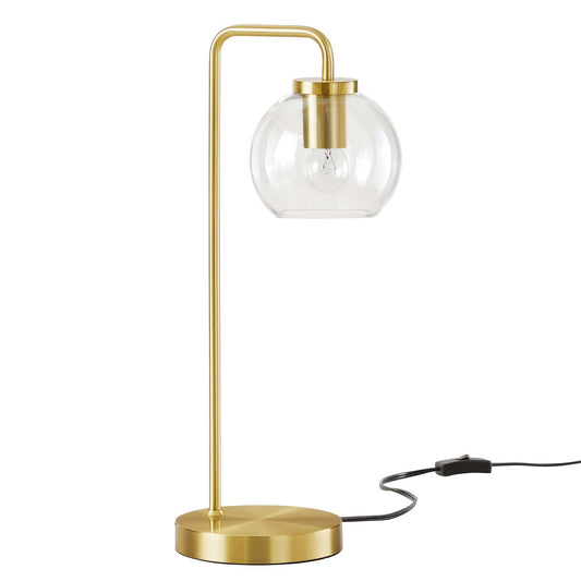 Silo Glass Globe Glass and Metal Table Lamp Satin Brass EEI-5617-SBR