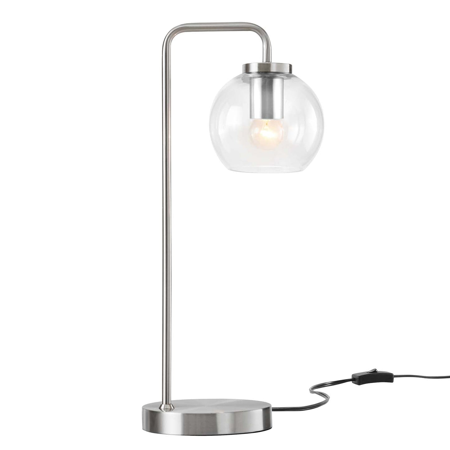 Silo Glass Globe Glass and Metal Table Lamp Satin Nickel EEI-5617-SNL