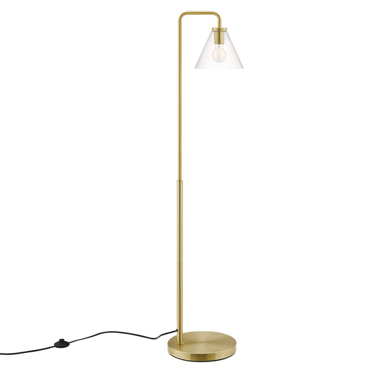 Element Transparent Glass Glass and Metal Floor Lamp Satin Brass EEI-5618-SBR