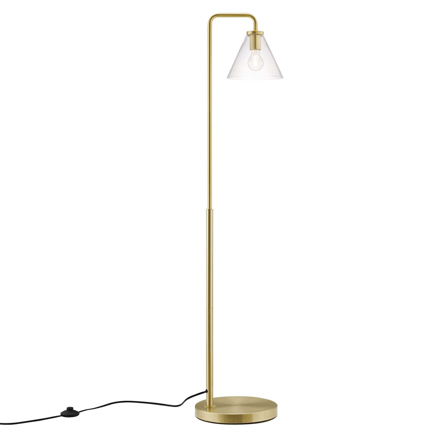 Element Transparent Glass Glass and Metal Floor Lamp Satin Brass EEI-5618-SBR