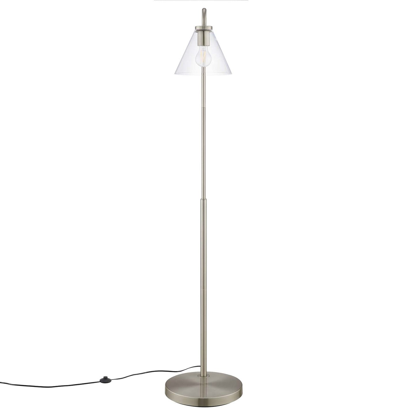 Element Transparent Glass Glass and Metal Floor Lamp Satin Nickel EEI-5618-SNL