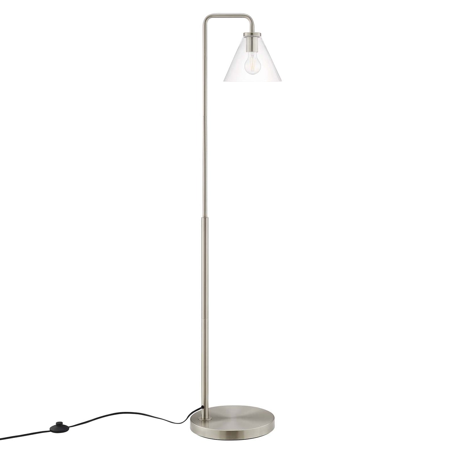 Element Transparent Glass Glass and Metal Floor Lamp Satin Nickel EEI-5618-SNL