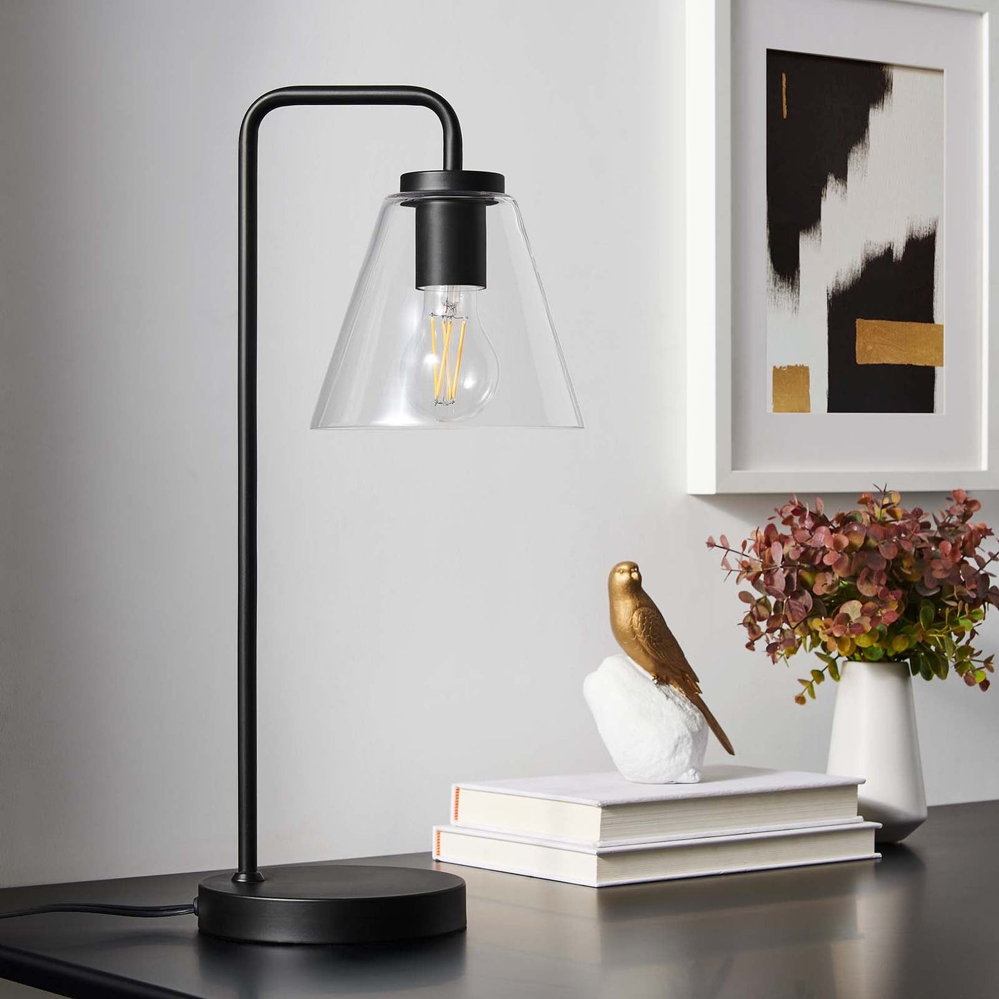 Element Glass Table Lamp Black EEI-5619-BLK