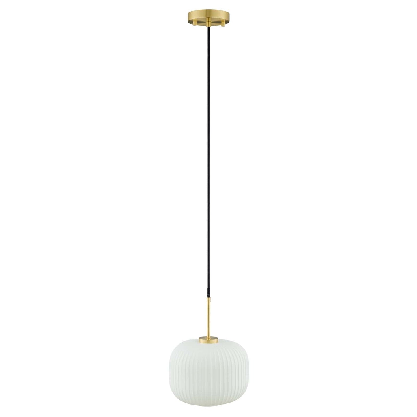 Reprise Glass Pendant Light White Satin Brass EEI-5620-WHI-SBR