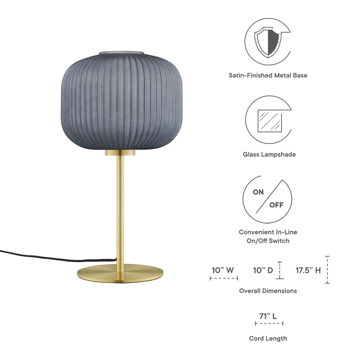 Reprise Glass Sphere Glass and Metal Table Lamp Black Satin Brass EEI-5622-BLK-SBR