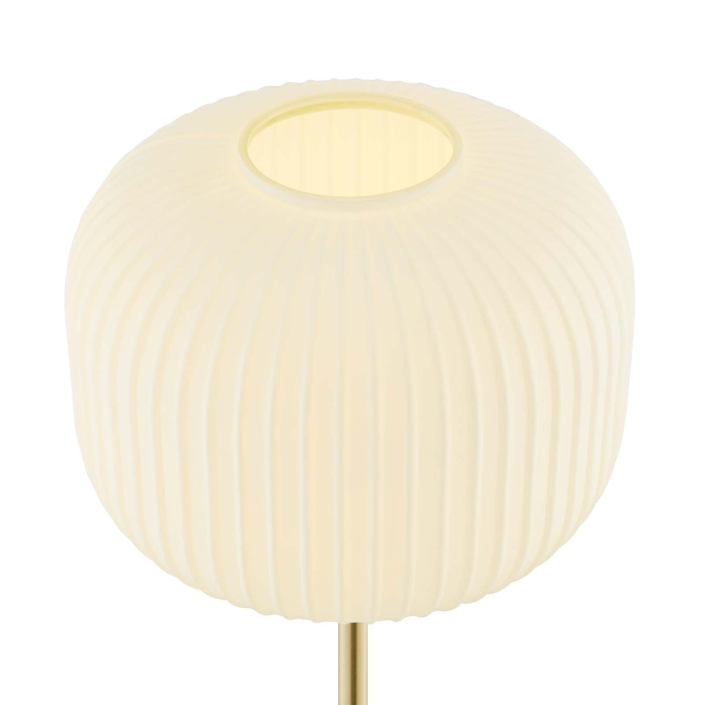 Reprise Glass Sphere Glass and Metal Floor Lamp White Satin Brass EEI-5623-WHI-SBR