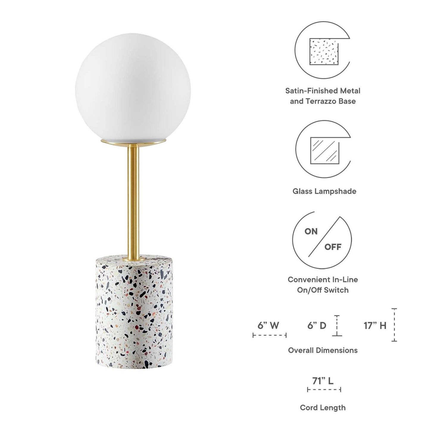 Logic Terrazzo Table Lamp White EEI-5625-WHI