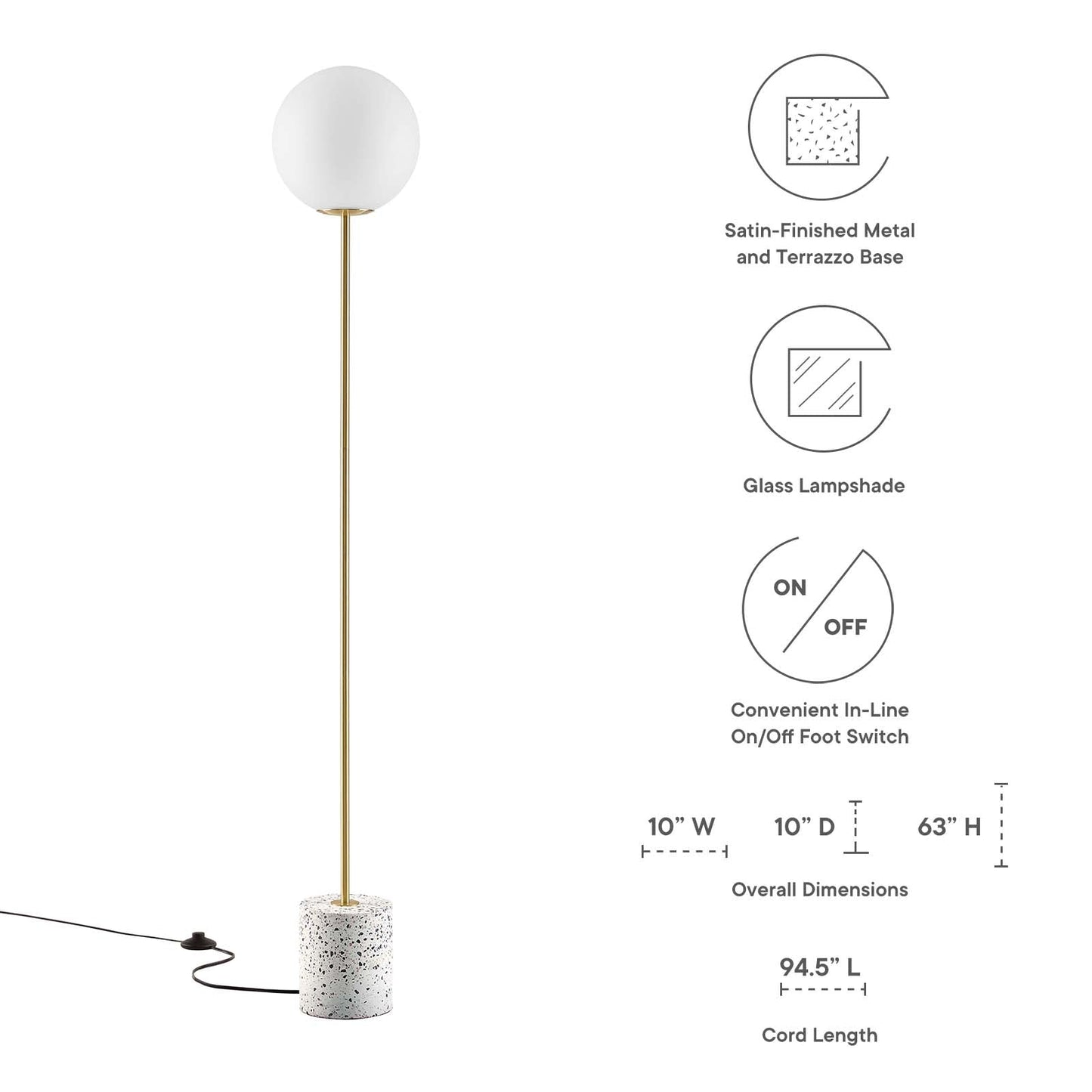 Logic Terrazzo Floor Lamp White EEI-5626-WHI