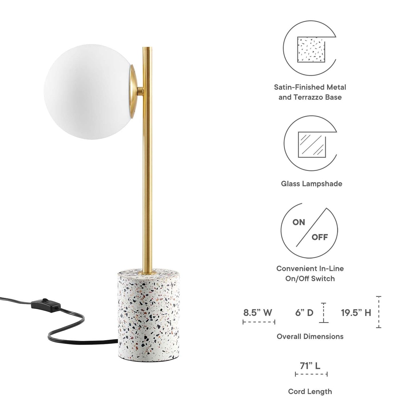 Logic Terrazzo Table Lamp White EEI-5627-WHI