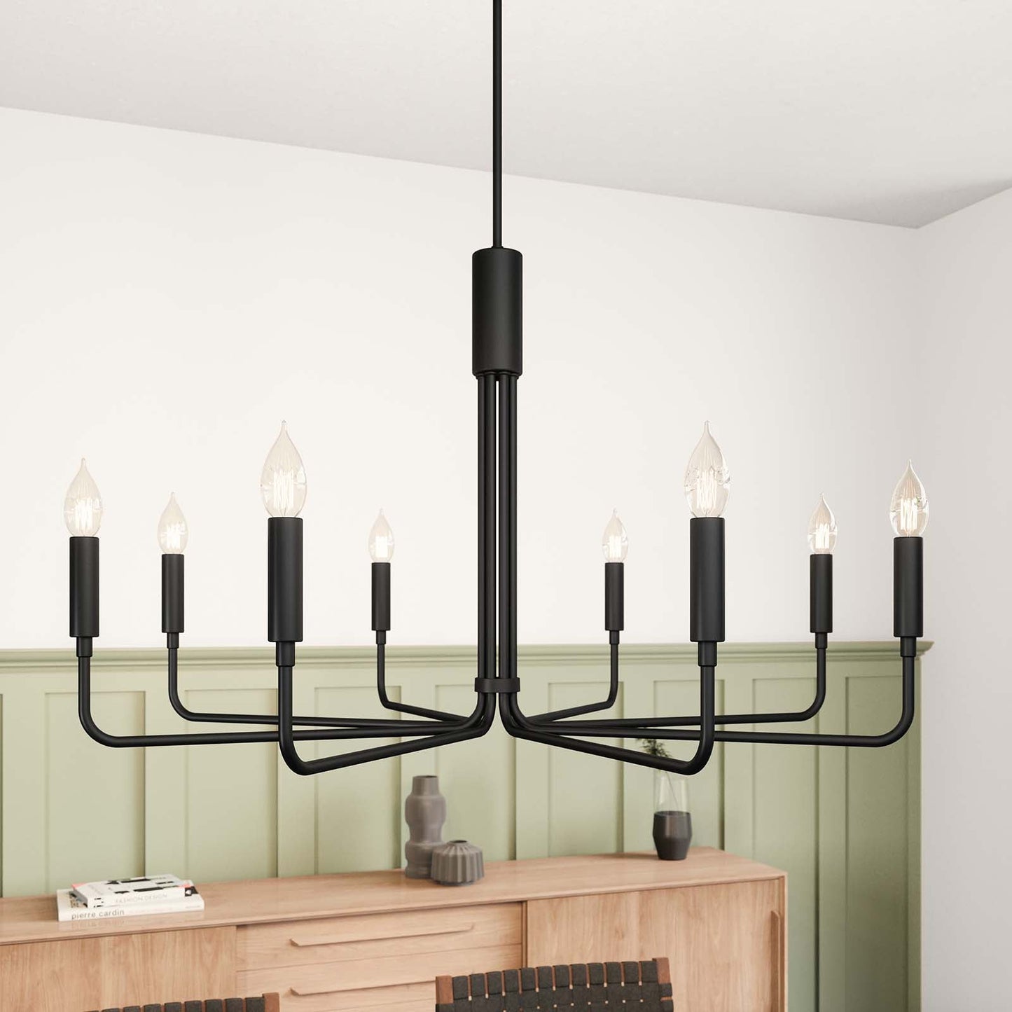 Rekindle 8-Light Chandelier Black EEI-5636-BLK