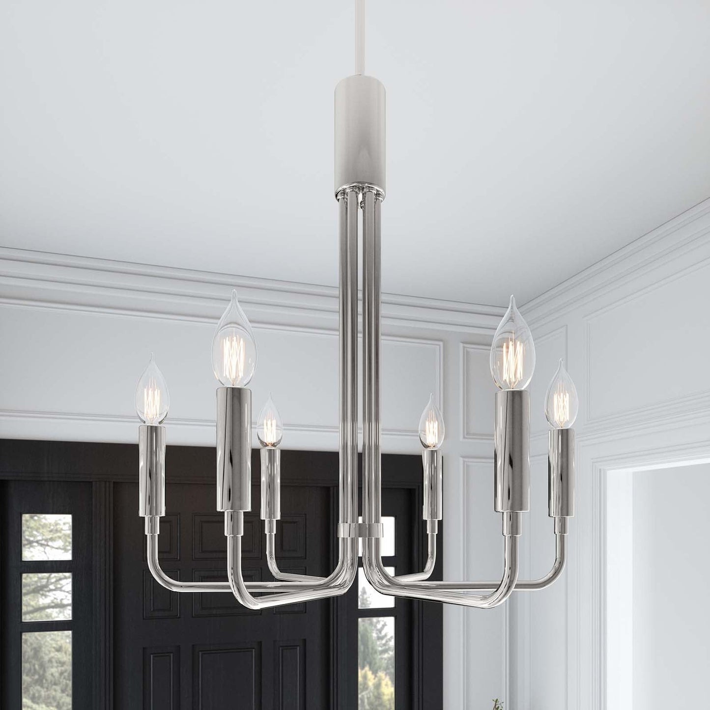 Rekindle 6-Light Chandelier Polished Nickel EEI-5637-PON