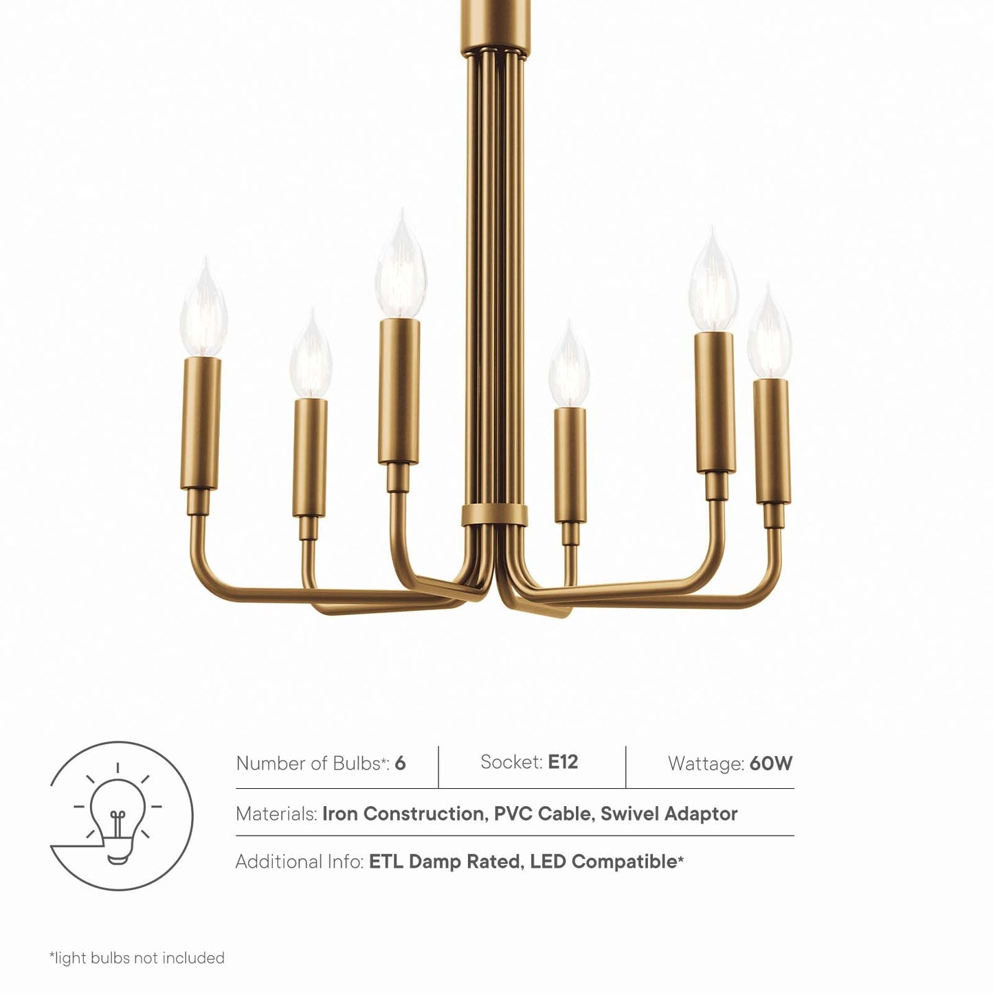 Rekindle 6-Light Chandelier Satin Brass EEI-5637-SBR