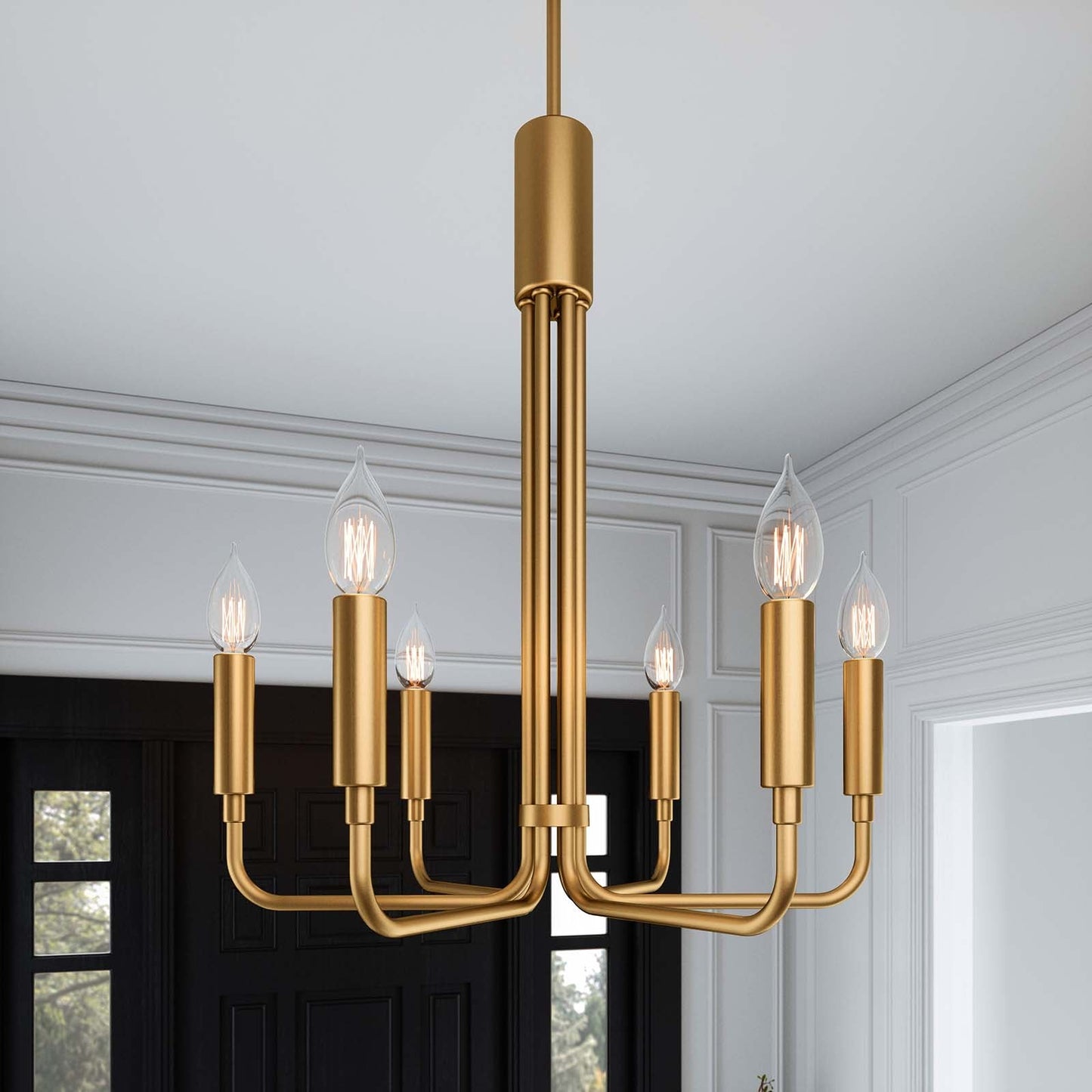 Rekindle 6-Light Chandelier Satin Brass EEI-5637-SBR