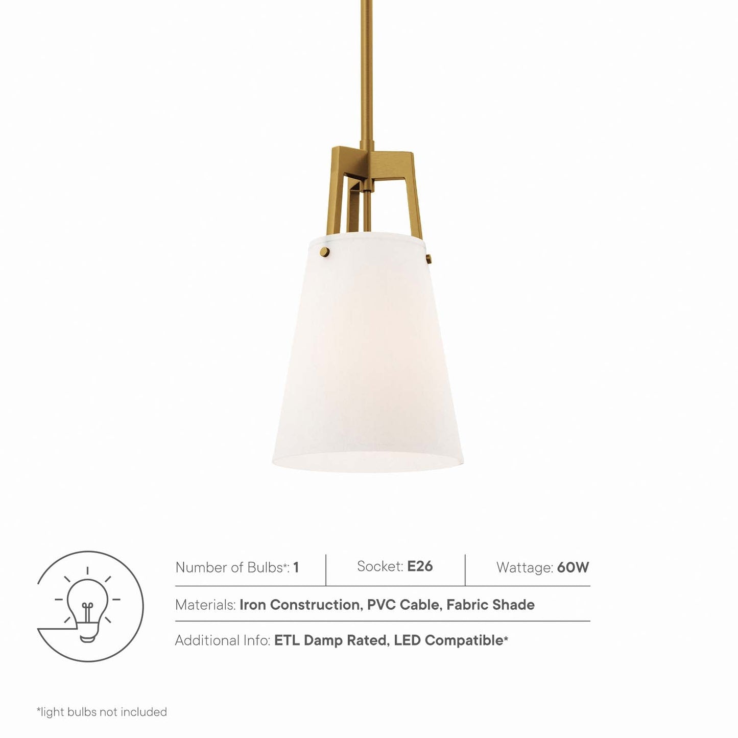 Aspire Pendant Light White Satin Brass EEI-5639-WHI-SBR