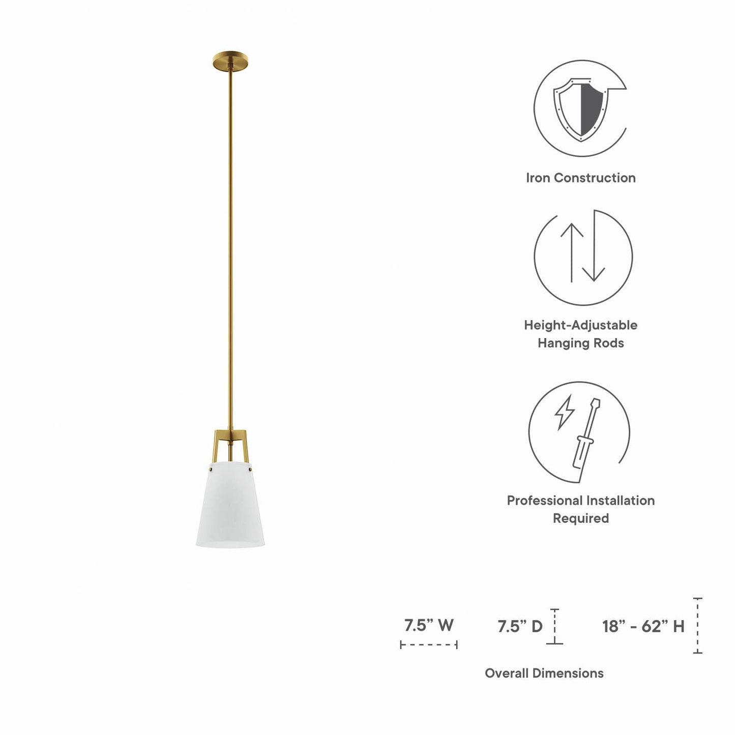 Aspire Pendant Light White Satin Brass EEI-5639-WHI-SBR