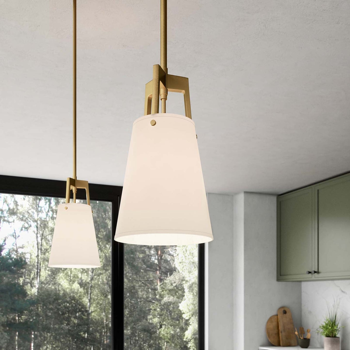 Aspire Pendant Light White Satin Brass EEI-5639-WHI-SBR