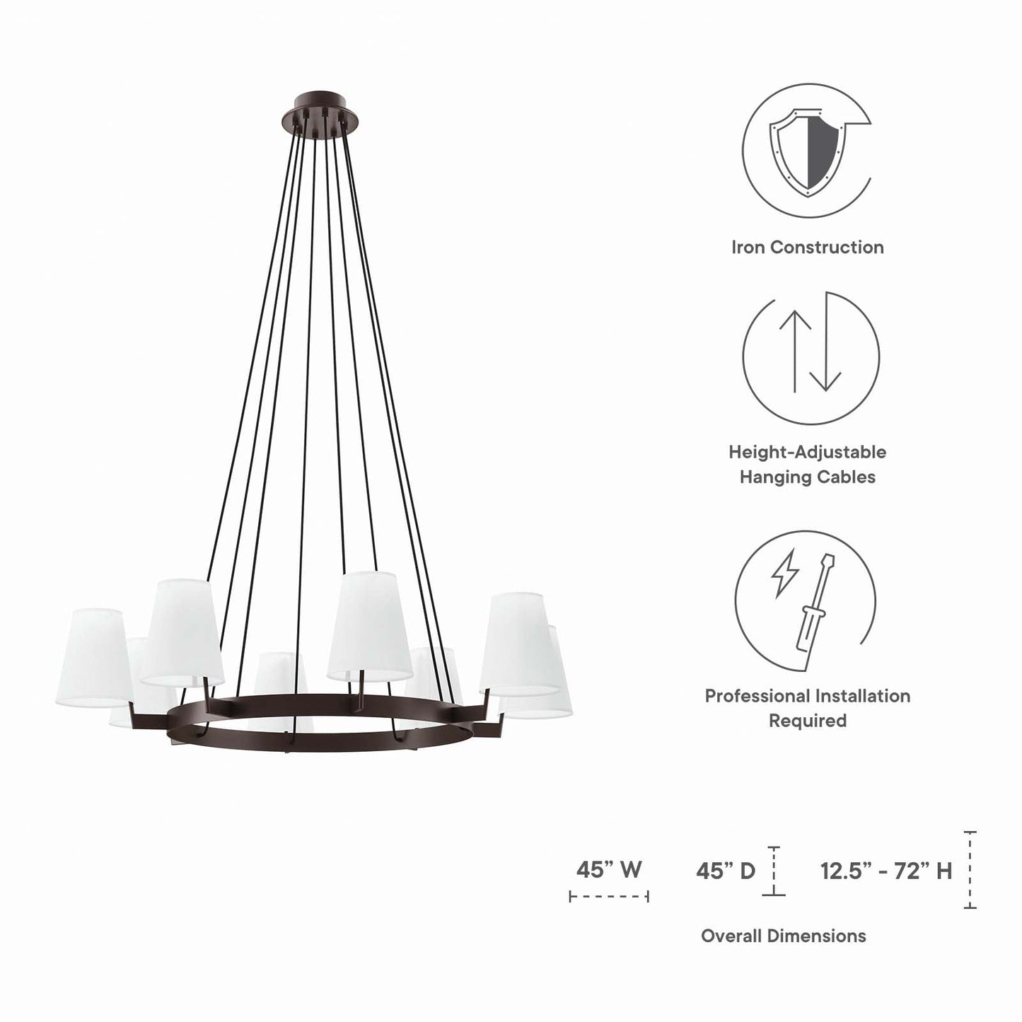 Surround 8-Light Chandelier White Bronze EEI-5641-WHI-BRZ