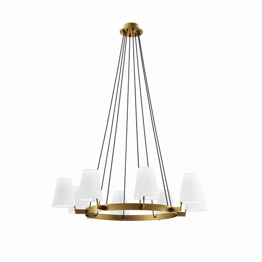 Surround 8-Light Chandelier White Satin Brass EEI-5641-WHI-SBR