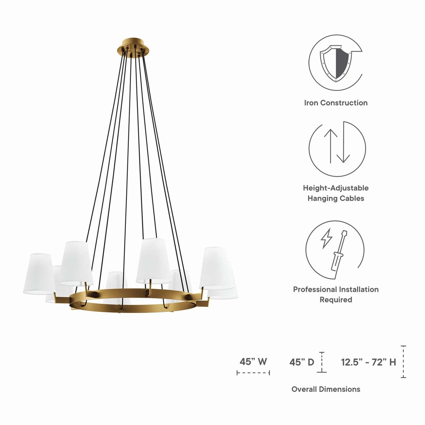 Surround 8-Light Chandelier White Satin Brass EEI-5641-WHI-SBR