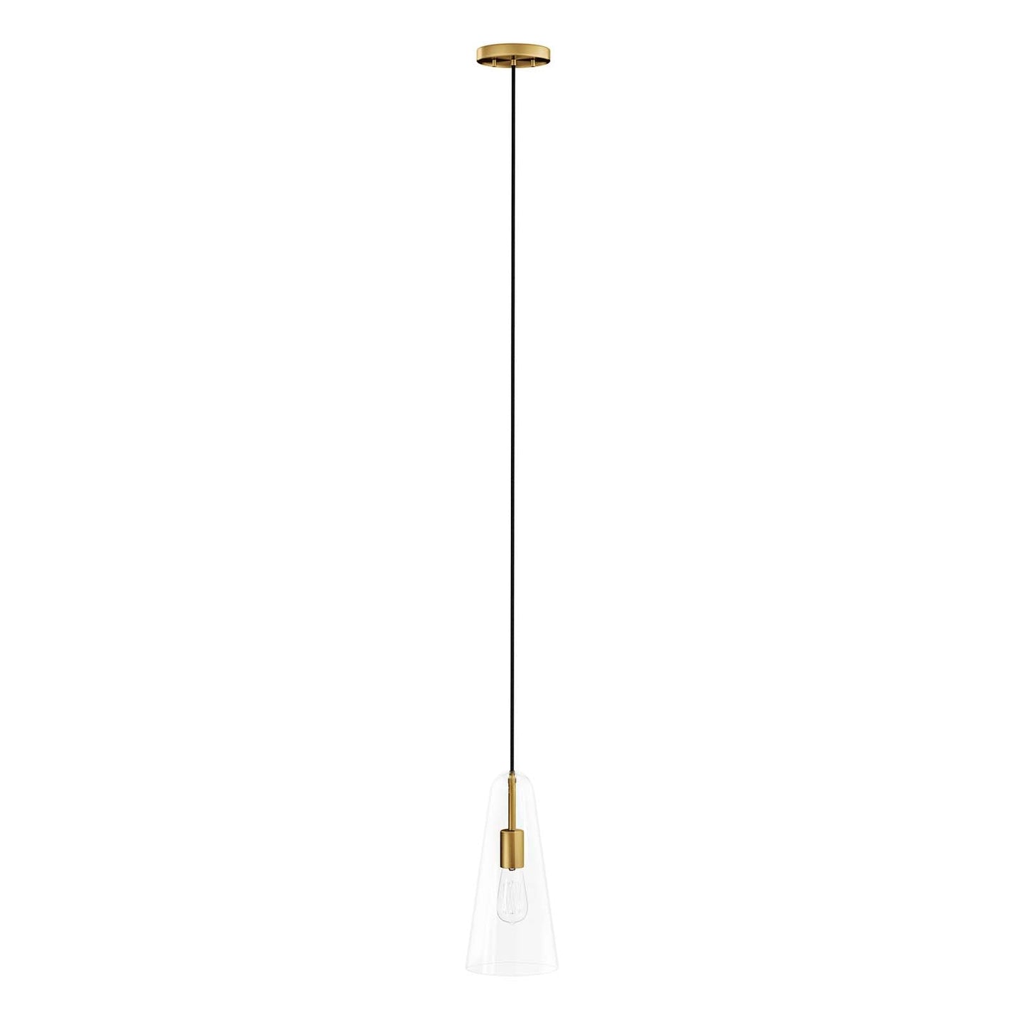 Beacon 1-Light Pendant Light Clear Satin Brass EEI-5644-CLR-SBR