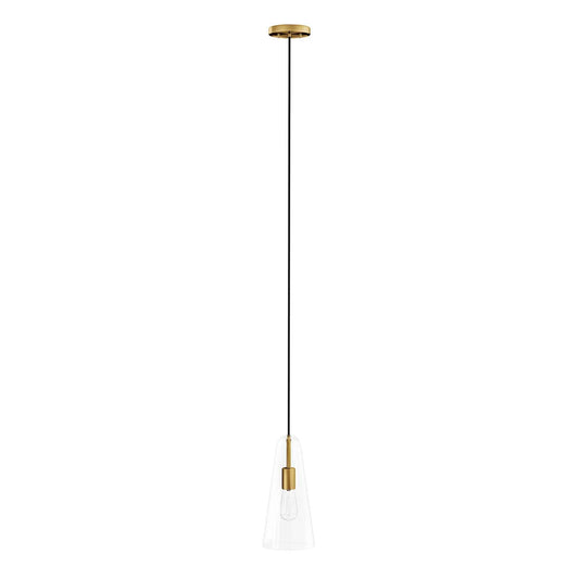 Beacon 1-Light Pendant Light Clear Satin Brass EEI-5644-CLR-SBR