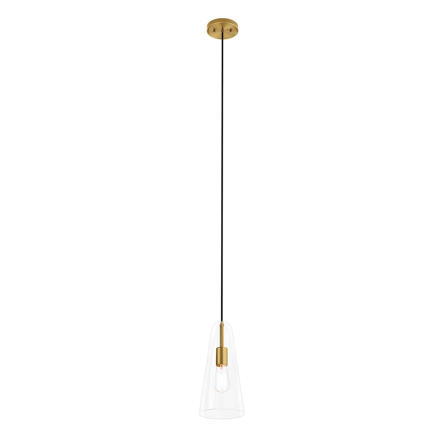 Beacon 1-Light Pendant Light Clear Satin Brass EEI-5644-CLR-SBR