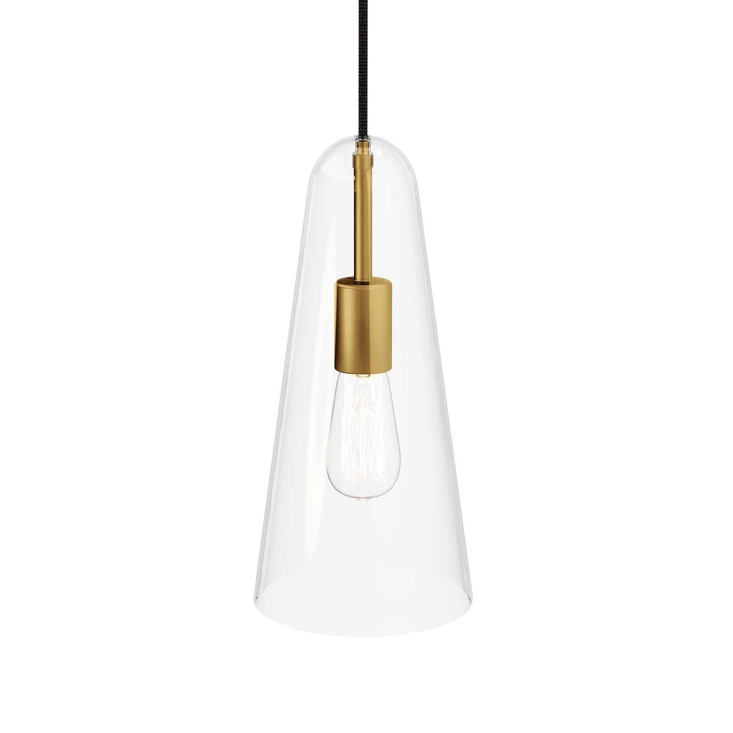 Beacon 1-Light Pendant Light Clear Satin Brass EEI-5644-CLR-SBR