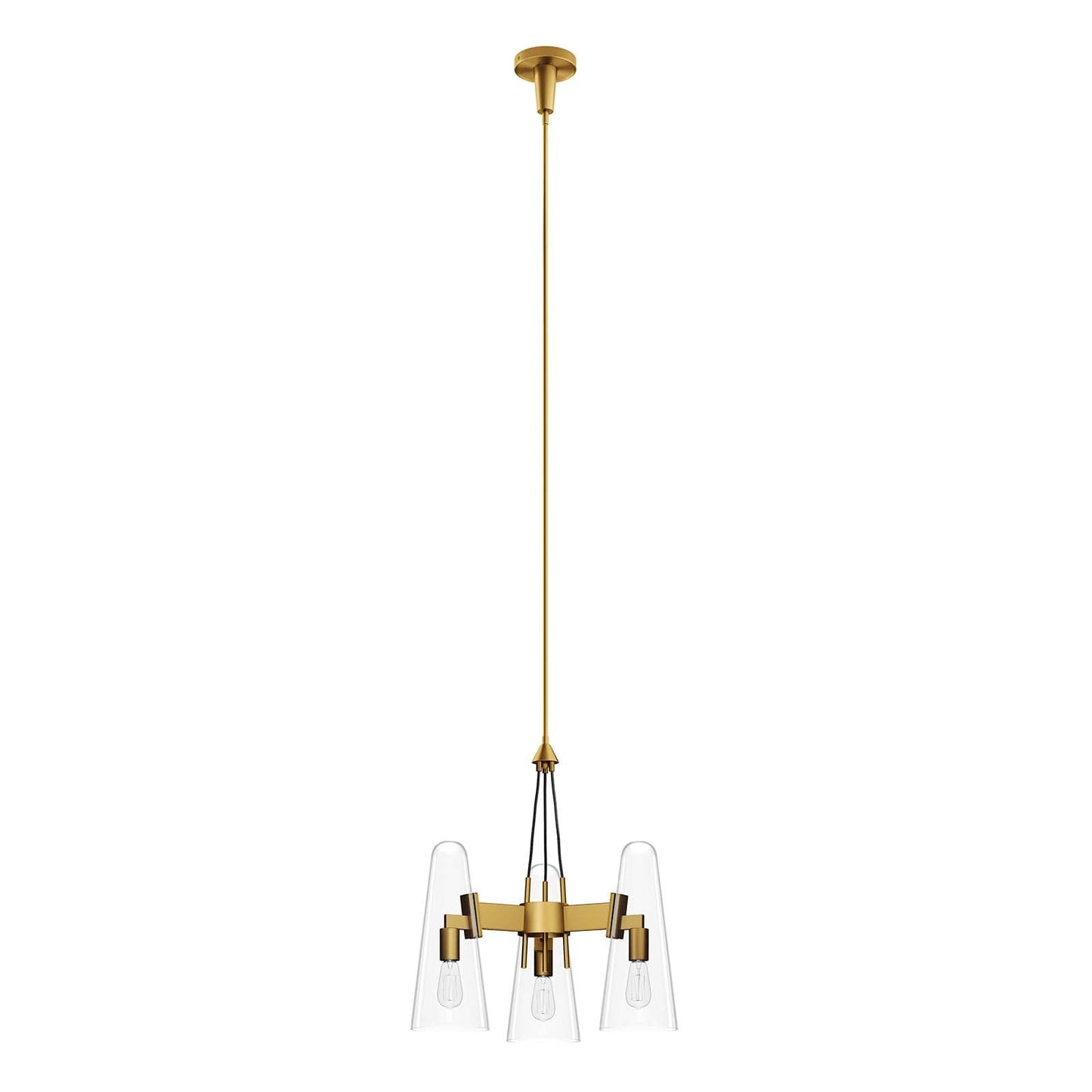 Beacon 3-Light Pendant Light Clear Satin Brass EEI-5647-CLR-SBR