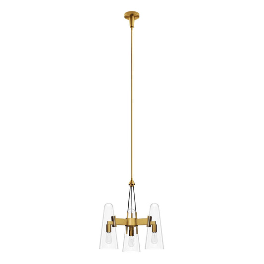 Beacon 3-Light Pendant Light Clear Satin Brass EEI-5647-CLR-SBR