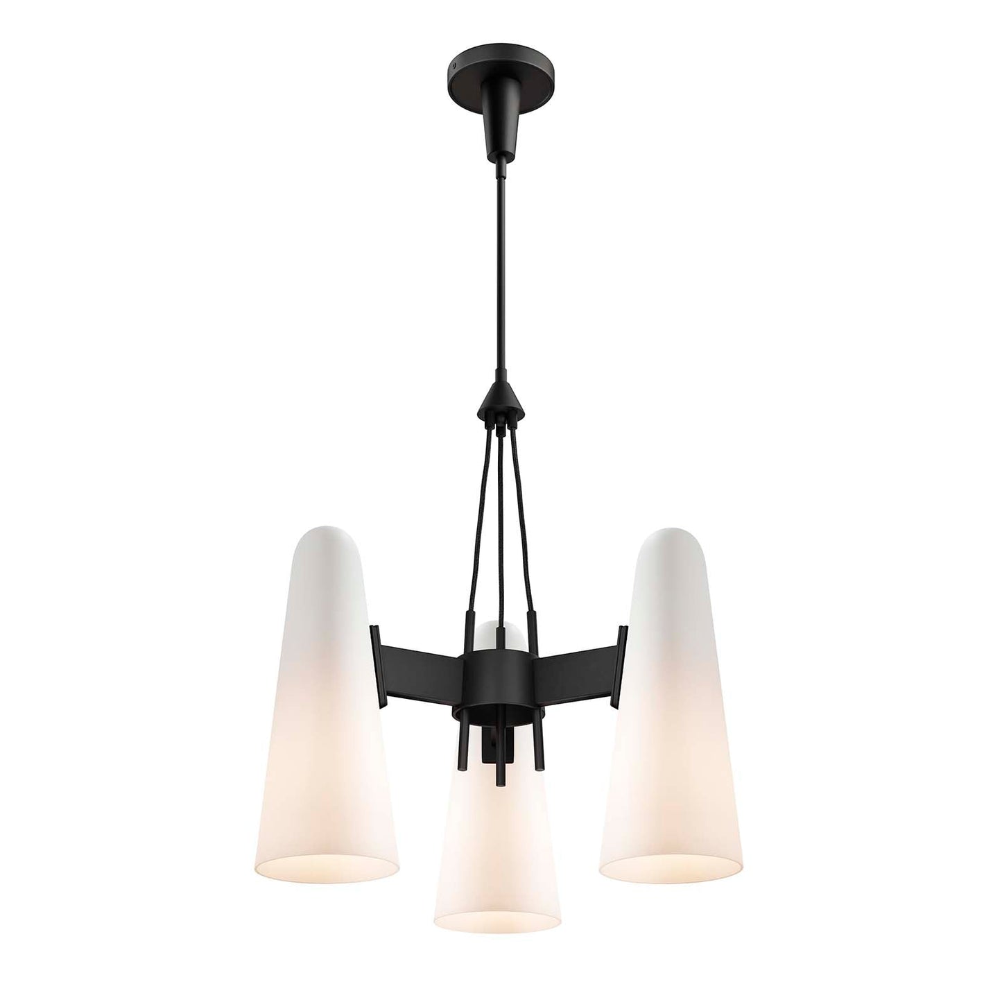 Beacon 3-Light Pendant Light Opal Black EEI-5647-OPA-BLK