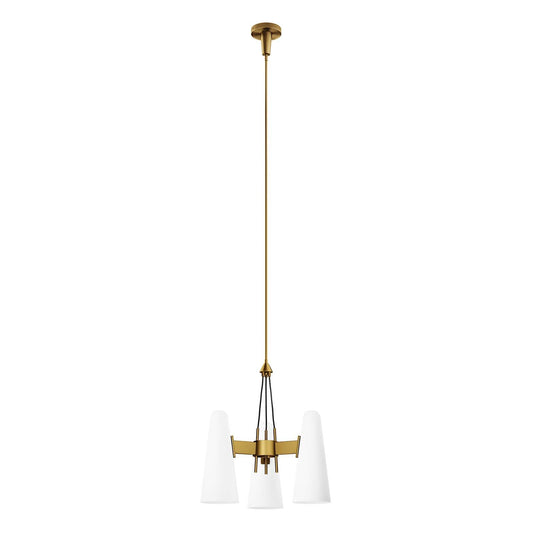 Beacon 3-Light Pendant Light Opal Satin Brass EEI-5647-OPA-SBR