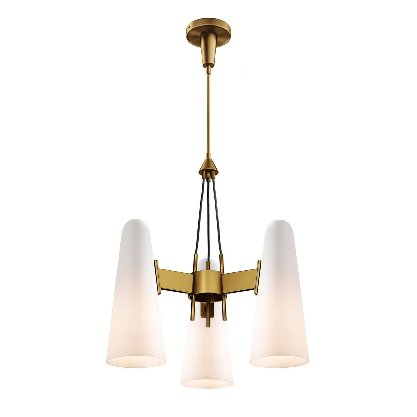 Beacon 3-Light Pendant Light Opal Satin Brass EEI-5647-OPA-SBR