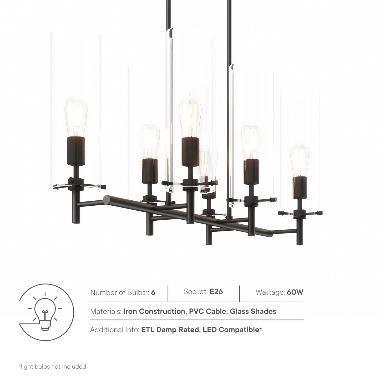 Skylark 6-Light Chandelier Clear Black EEI-5651-CLR-BLK