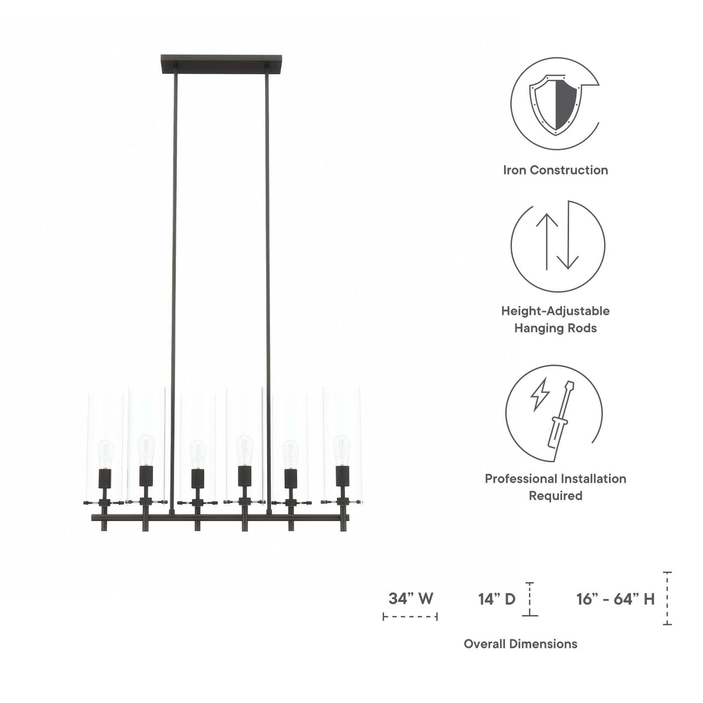 Skylark 6-Light Chandelier Clear Black EEI-5651-CLR-BLK