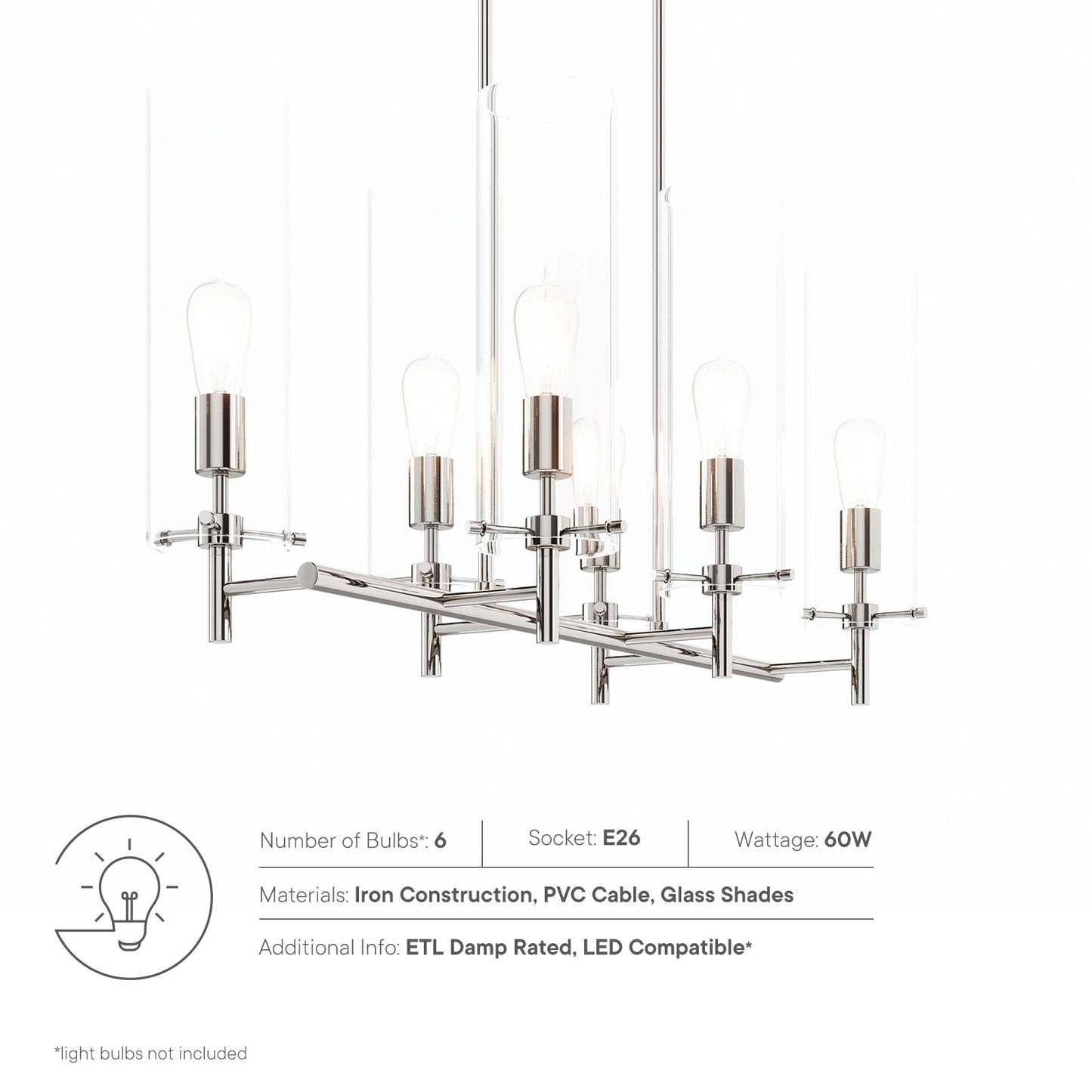 Skylark 6-Light Chandelier Clear Polished Nickel EEI-5651-CLR-PON