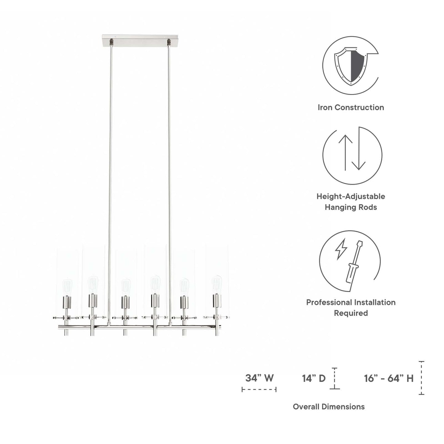 Skylark 6-Light Chandelier Clear Polished Nickel EEI-5651-CLR-PON