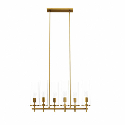 Skylark 6-Light Chandelier Clear Satin Brass EEI-5651-CLR-SBR