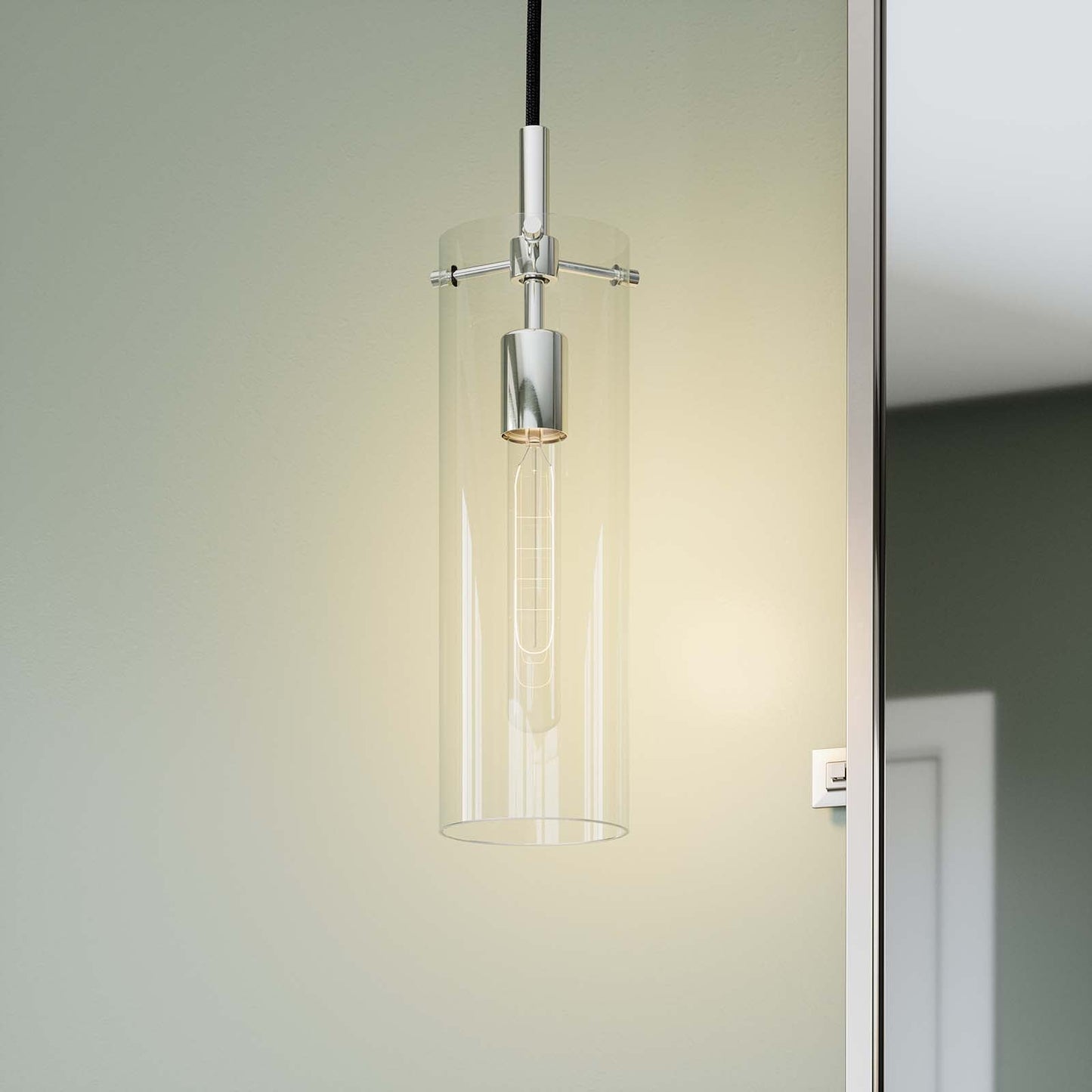 Skylark Pendant Light Clear Polished Nickel EEI-5652-CLR-PON